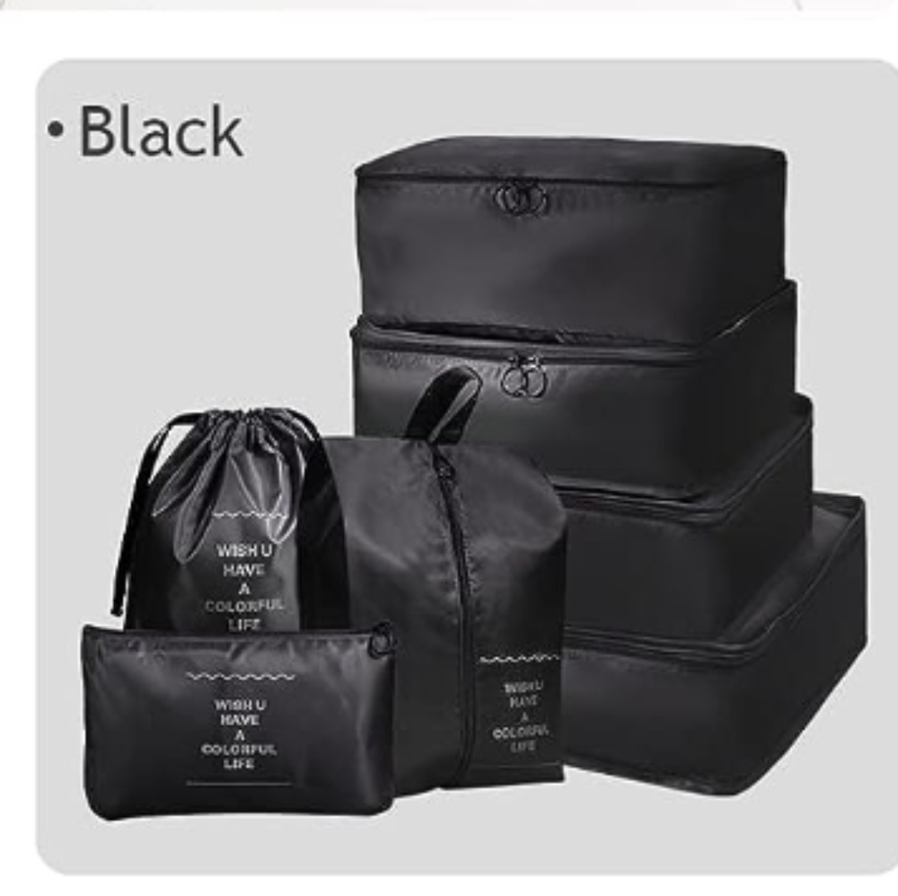 7 Packing Cubes SetTravel Luggage Suitcases Organizer Bags Traveling Tri…